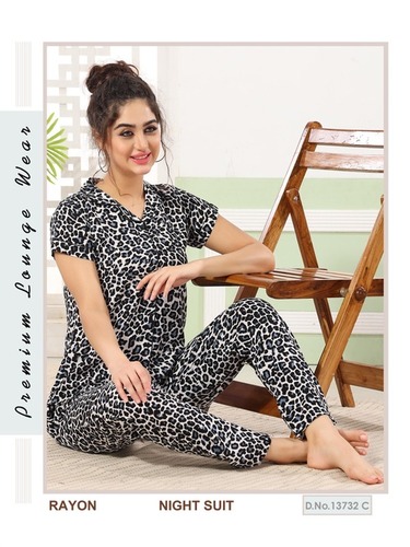 Tiger rayon print night wear