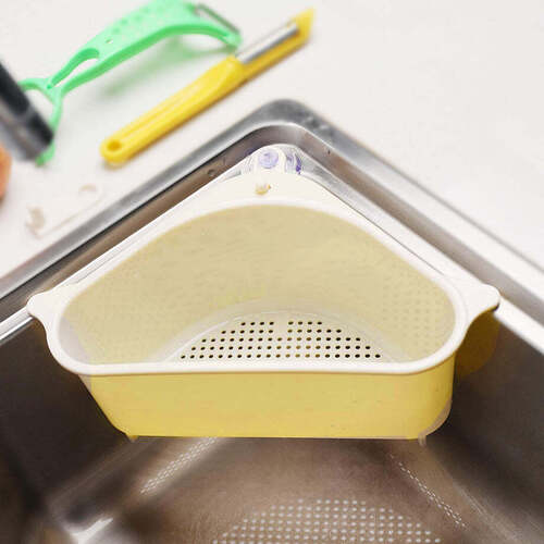 Triangular Multi Functional Drainer Shelf Sink Storage Holder (2119) - Plastic Construction, 26x14x10 cm Size, Multi/Assorted Color | Versatile Kitchen Organizer