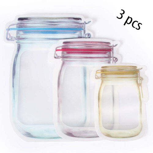 Multi / Assorted Plastics Transparent Jar Shaped Stand-Up Pouch With Zipper (0855)