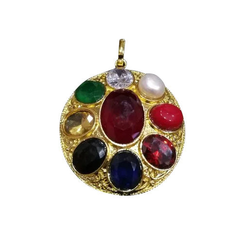 Golden Crystal Navratan Pendant