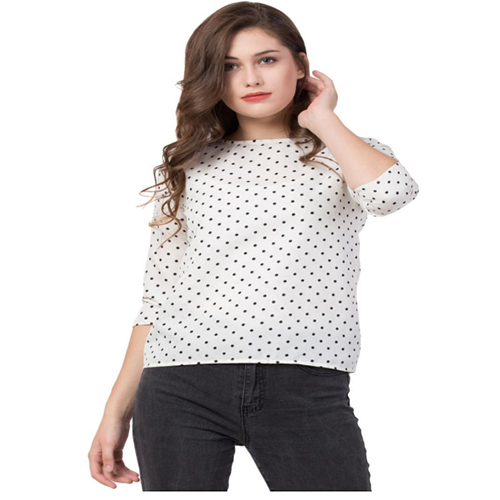 White Crepe Printed TOP