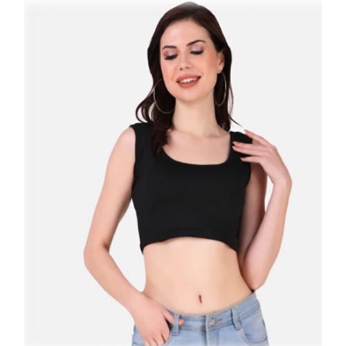 Square Neck Rib Black Cotton Top