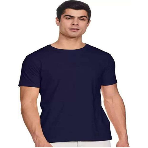Navy Blue Plain Men T-Shirt