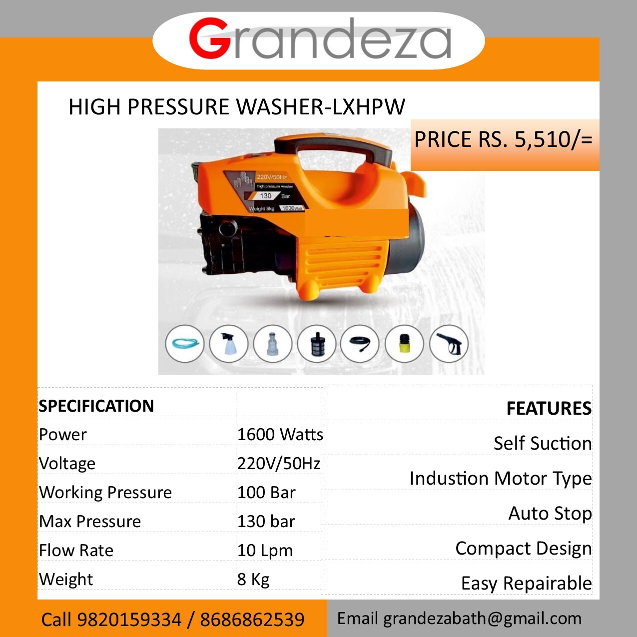 GRANDEZA LXHPW High Pressure Washer