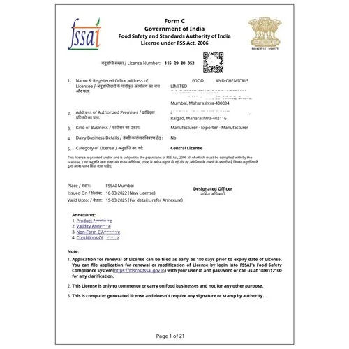 Various FSSAI Registration Service