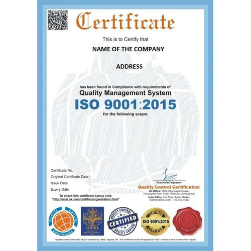 ISO Certificate For Export Services By WELCOME CONSULTANCY