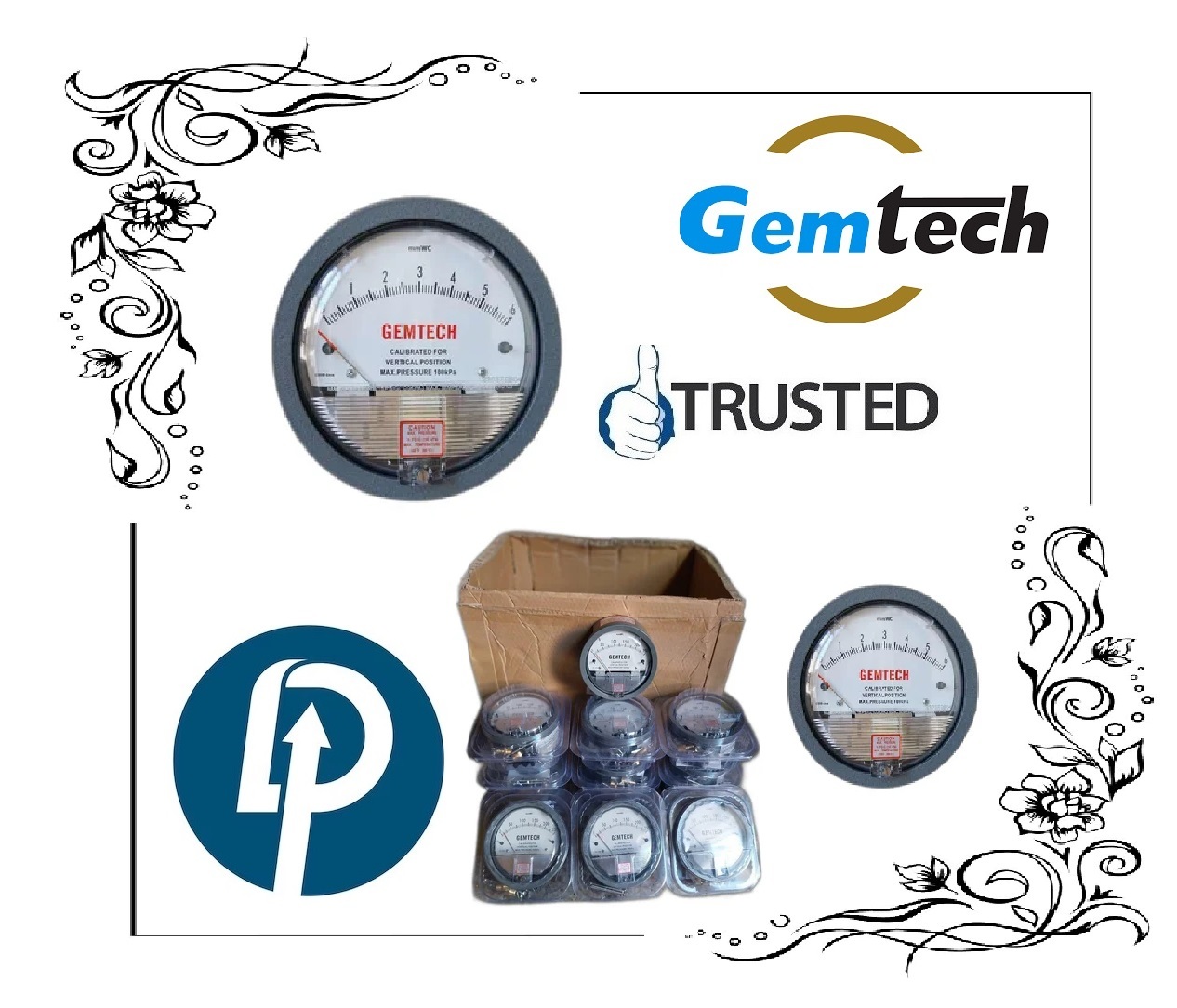 Gemtech Differential Pressure Gauges Range 0-250 mm by Thiruvananthapuram Kerala