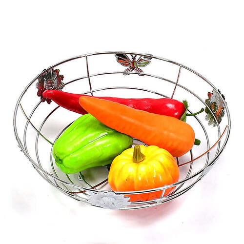 Silver Stainless Steel Multipurpose Fruit Bowl And Vegetable Basket (5175)