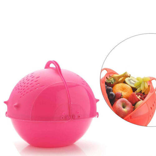 Plastic Revolving MultiFunctional Rice Vegetable Fruit Wash Basket Bowl (Multi Colour) (2145)