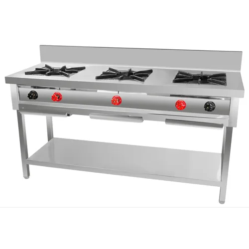 Three Burner Indian Cooking Range Dimension (L*W*H): 72 L X 24 W X 34 +6 H Inch (In)