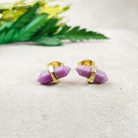 Sugilite Gemstone 11x5mm Double Point Sterling Silver Gold Vermeil Stud