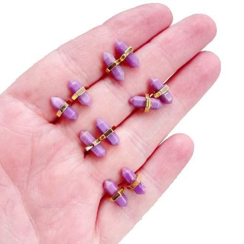 Sugilite Gemstone 11x5mm Double Point Sterling Silver Gold Vermeil Stud