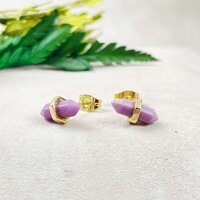 Sugilite Gemstone 11x5mm Double Point Sterling Silver Gold Vermeil Stud
