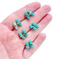 Turquoise Gemstone 11x5mm Double Point Sterling Silver Gold Vermeil Stud