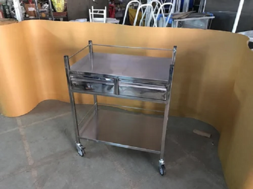MEDICINE TROLLY 2 SHELVES 2  DRAWER SS  KAY2K-4202