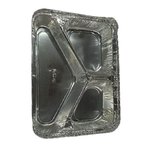 Silver 3 Compartment Aluminum Meal Tray
