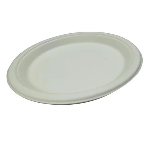 White Bagasse Disposable Plate