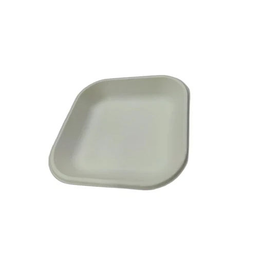 White 6 Inch Bagasse Disposable Square Plate