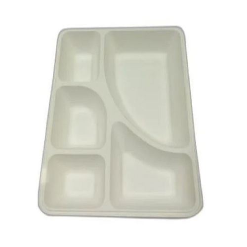 White Bagasse 5 Compartment Meal Tray With Lid