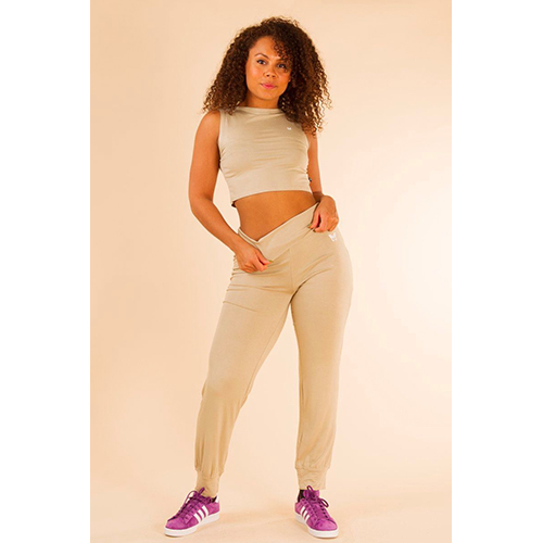 Solid Sleeveless Crop Top And Jogger Set