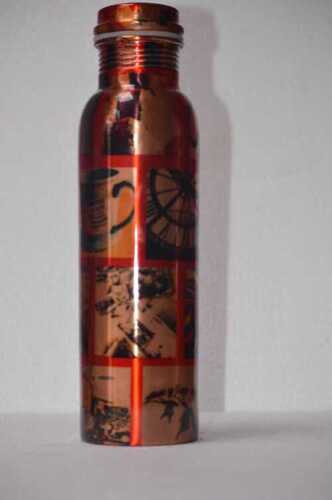 Multicolor Pure Copper Modern Art Printed Bottle