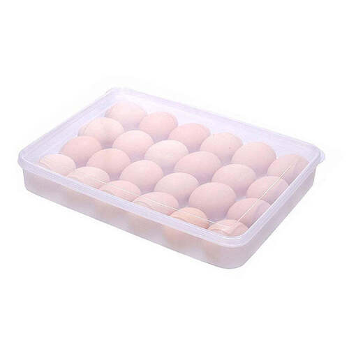 24 Grids Plastic Egg Box Container Holder Tray for Fridge with Lid for 2 Dozen Egg Tray (2645)