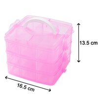 3-Tier 18 Sections Transparent Stackable Adjustable Compartment Slot Plastic Craft Storage Box (2644)