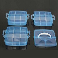 3-Tier 18 Sections Transparent Stackable Adjustable Compartment Slot Plastic Craft Storage Box (2644)