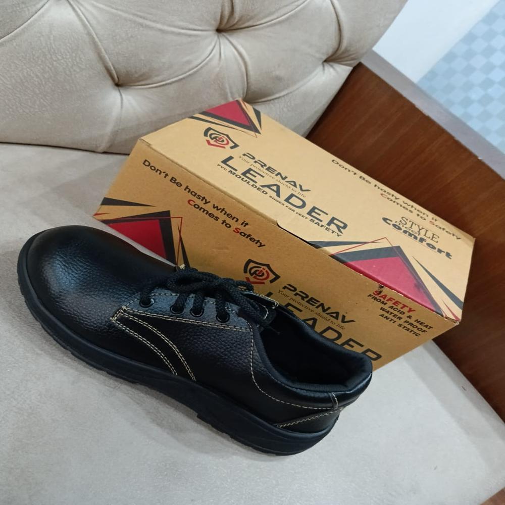 Industrial Safety Shoes - Synthetic Leather, Sizes 6-10, Black | Steel Toe, Low Ankle, Padded Lining, Durable Pvc Sole, Unisex