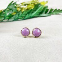 Sugilite Gemstone 8mm Round 925 Sterling Silver Gold Vermeil Bezel Set Stud