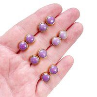 Sugilite Gemstone 8mm Round 925 Sterling Silver Gold Vermeil Bezel Set Stud