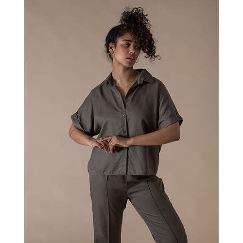 Crop Shirt And Ladies Trouser Cord Set