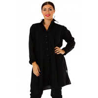 Black Long Shirt - Organic Cotton Fabric, Customized Size Options | Full Sleeves, Breathable & Washable For All Seasons