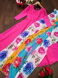 Georgette Maxi Dress With Finely Curated Corset  Dupatta
