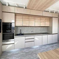 Cream Acrylic Modular Kitchen