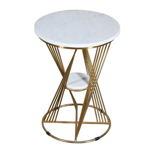 White and Gold Side Table