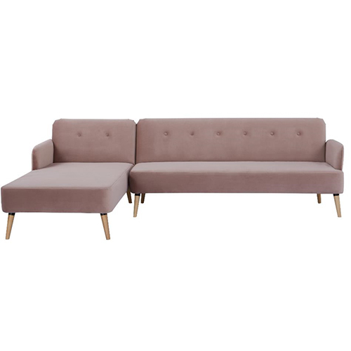 Pink Color L Shape Sofa Cum Bed (Left Hand Facing)