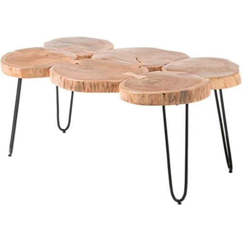 Tree Disc Acacia Solid Wood with Black Metal Frame Cole Coffee Table