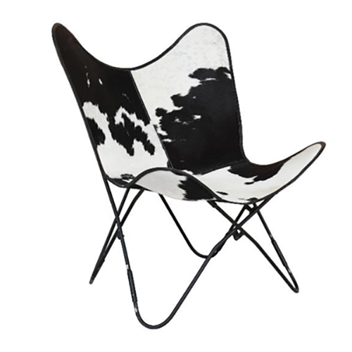 Metal Butterfly Chair with Texture Leather Seat