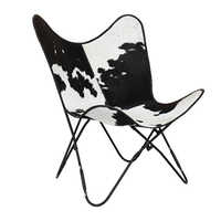 Metal Butterfly Chair with Texture Leather Seat