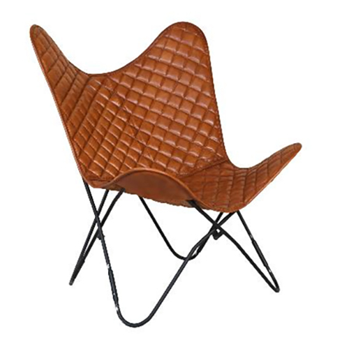 Butterfly Chair with Leather Seat