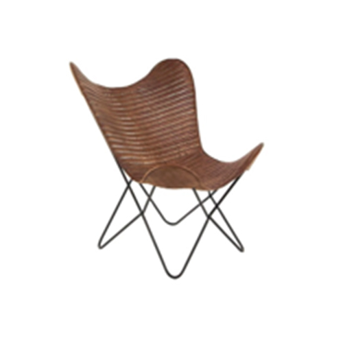 Butterfly Metal Chair with Leather Seat