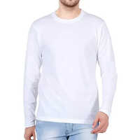 Mens Full Sleeve White T-Shirt - Cotton Fabric, O-Neck Collar, Long Sleeves | Classic Plain Design, Versatile for All Occasions