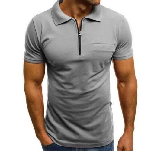 Mens Half Sleeve Zipper T-Shirt