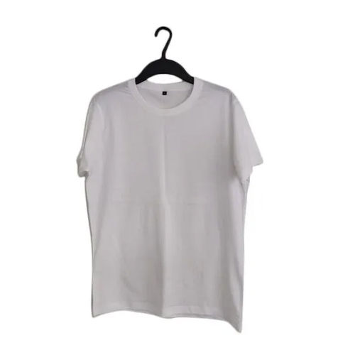 Mens White Round Neck T-Shirt