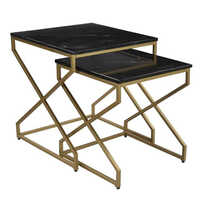 Black Marble With Gold Powder Coat Metal Base Side Table Set Of 2 Home Furniture