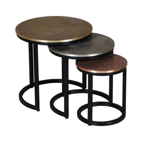 Bronze And Black Side Table Set of 3