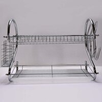 Kitchen Dish Cup Drying Rack 2 Tier Drainer Dryer Tray Cutlery Holder Organizer 59cm (7670)