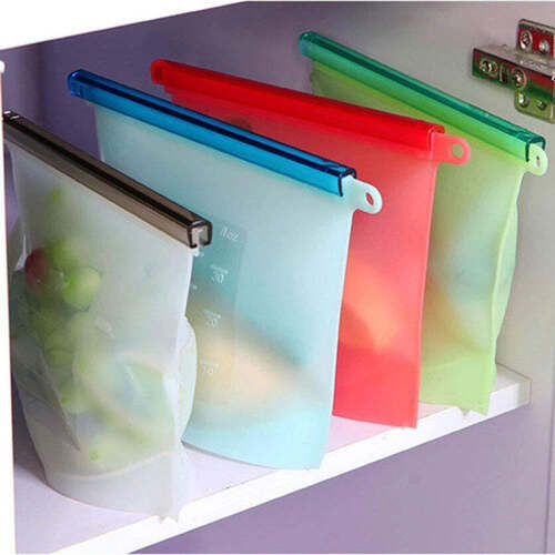 1000ml Silicone Food Bag Storage Airtight Bag Reusable Storage Container  Preservation Leakproof Ziplock Bag for Food