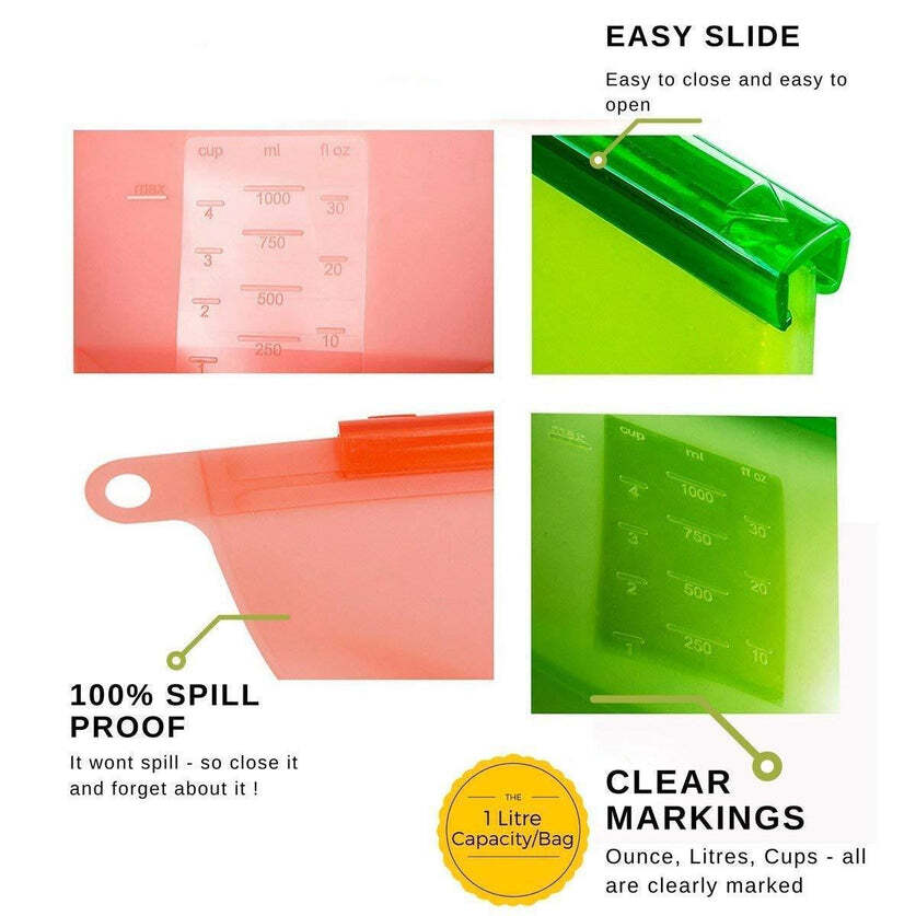 Reusable Silicone Airtight Leakproof Food Storage Bag
